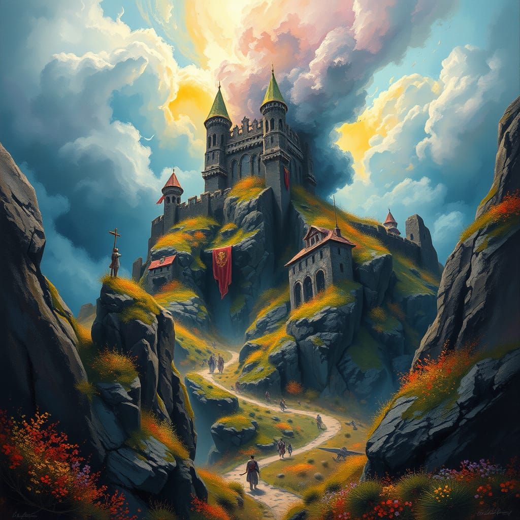 Detailed Sunflower Field Impressionist Painting