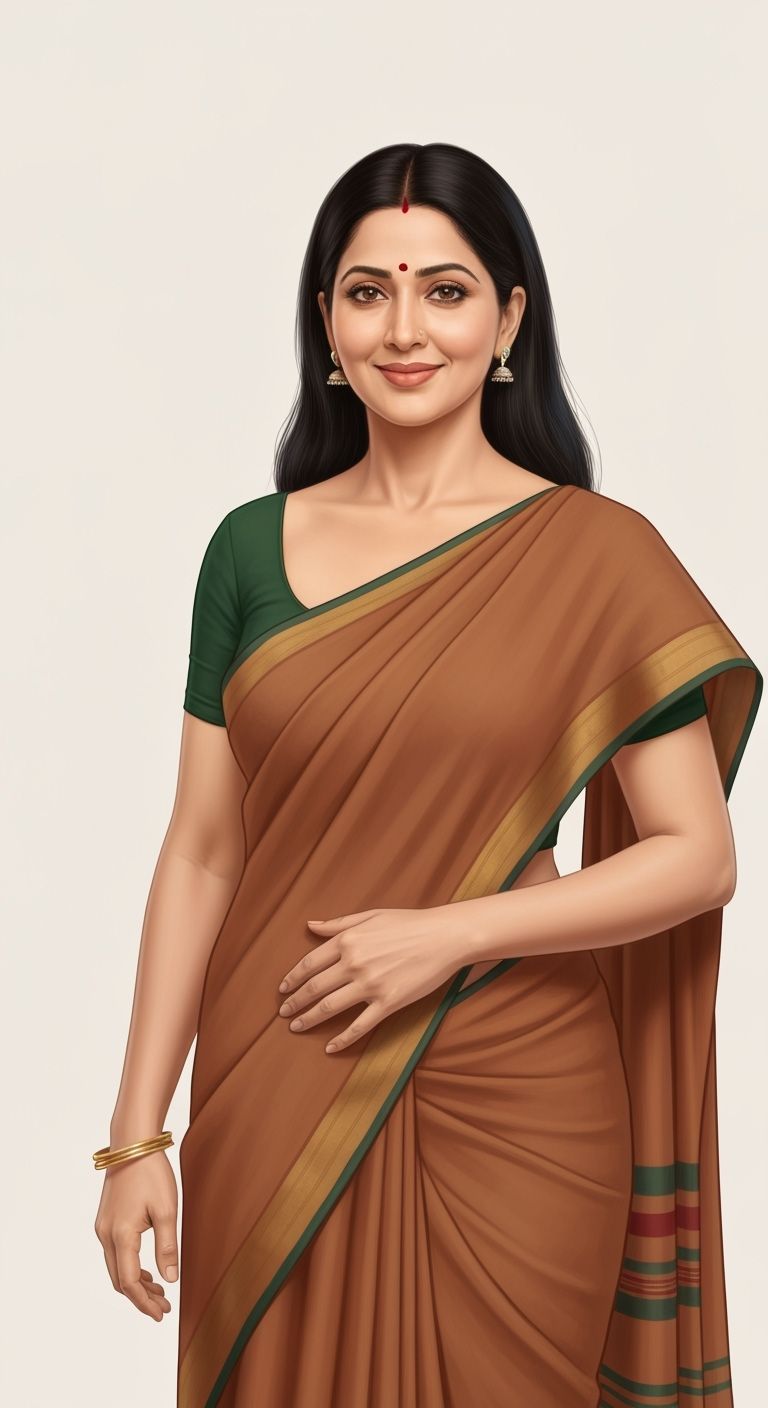 Graceful Indian Mother in Disney Style Portrait