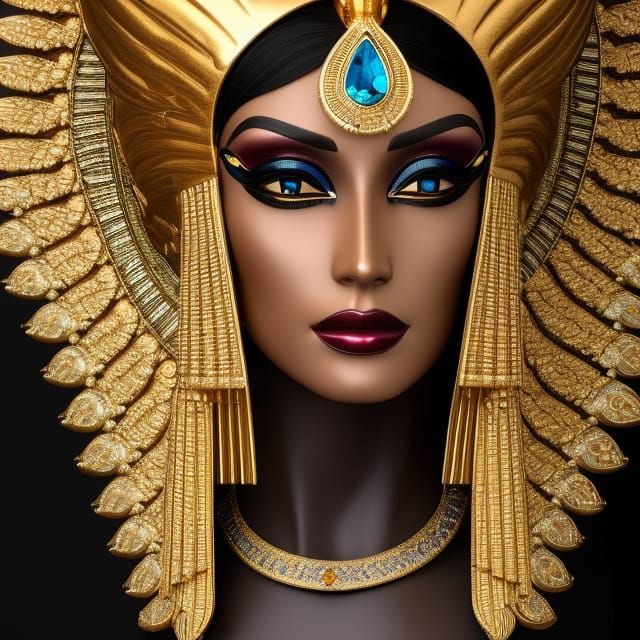 Cleopatra Portrait with Volumetric Lighting in Gothic Art