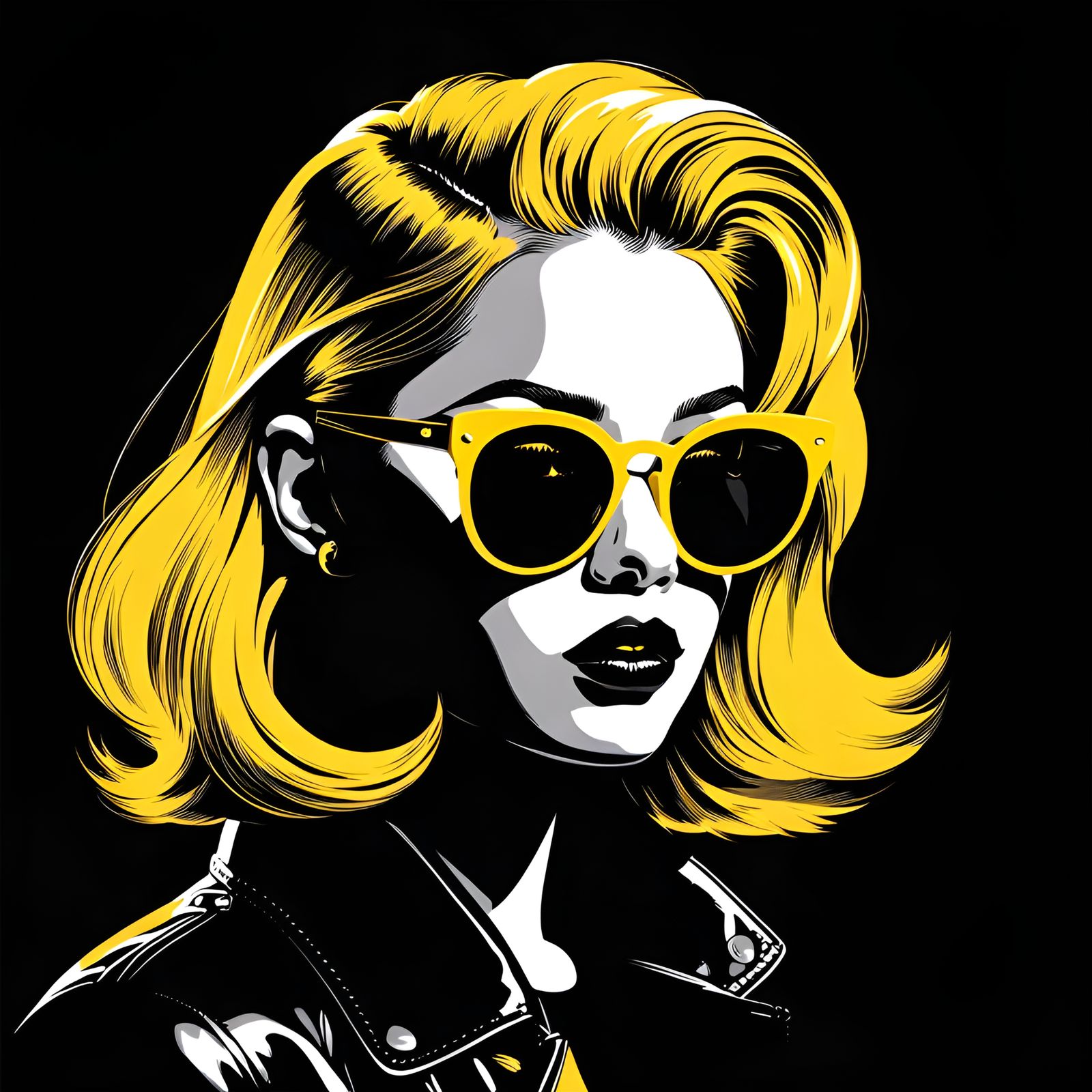 Girl in Yellow Sunglasses: Film Noir Pop Art