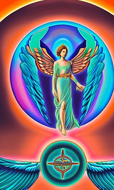 Astral Angel of Victory Logo in Angelcore Style