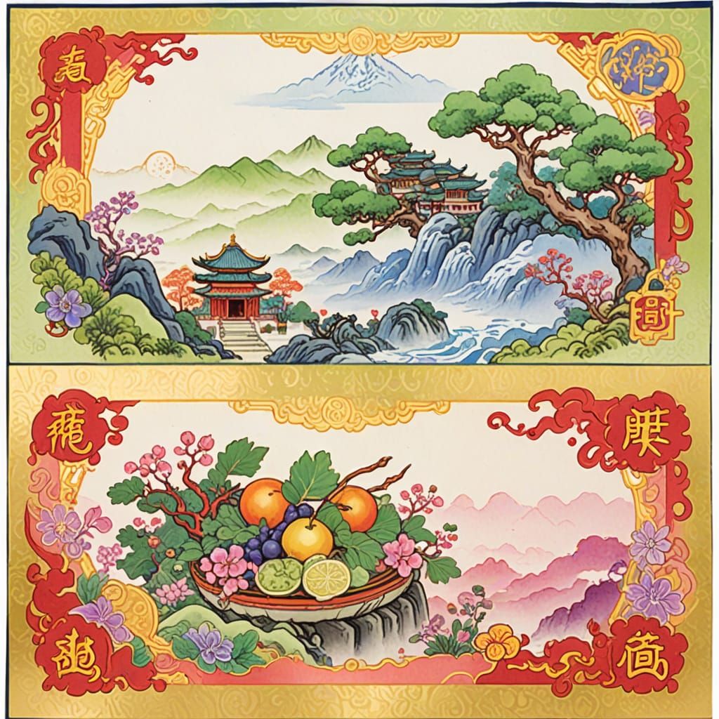 Hell Money and Offerings in Ghibli Watercolor Style