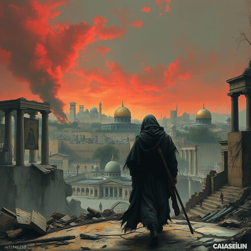 Apocalyptic Jerusalem in Film Noir and Mixed Media Style