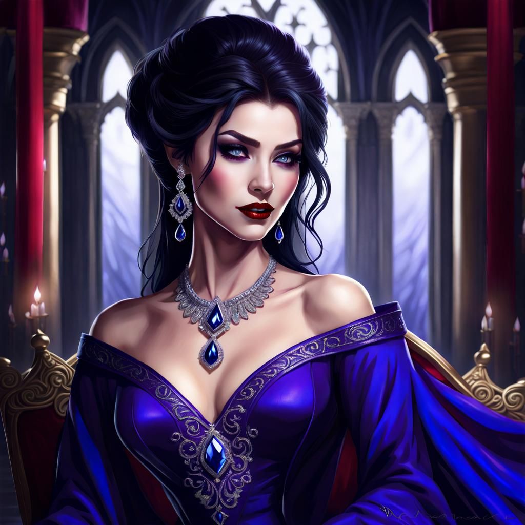 Vampire Queen in Royal Portrait, Digital Illustration