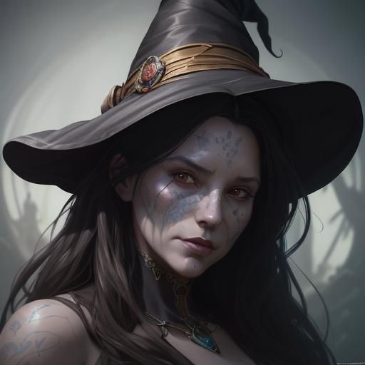Enchanting Witch Portrait in Hyperdetailed Fantasy Art