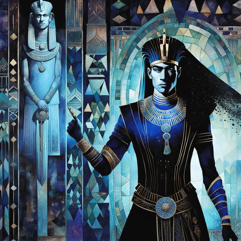 Egyptian Pharaoh Warrior in Opulent Attire