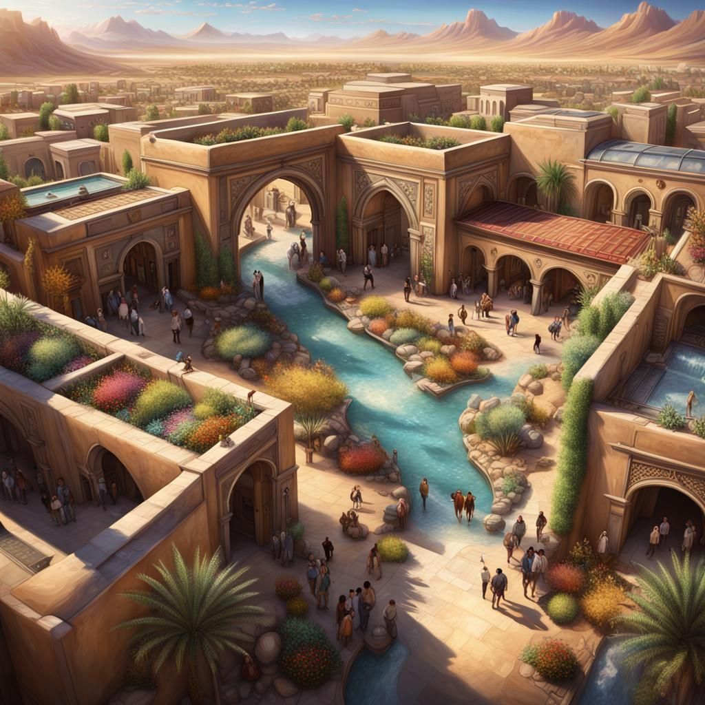 Hyperrealistic Oasis City with Interconnected Gardens