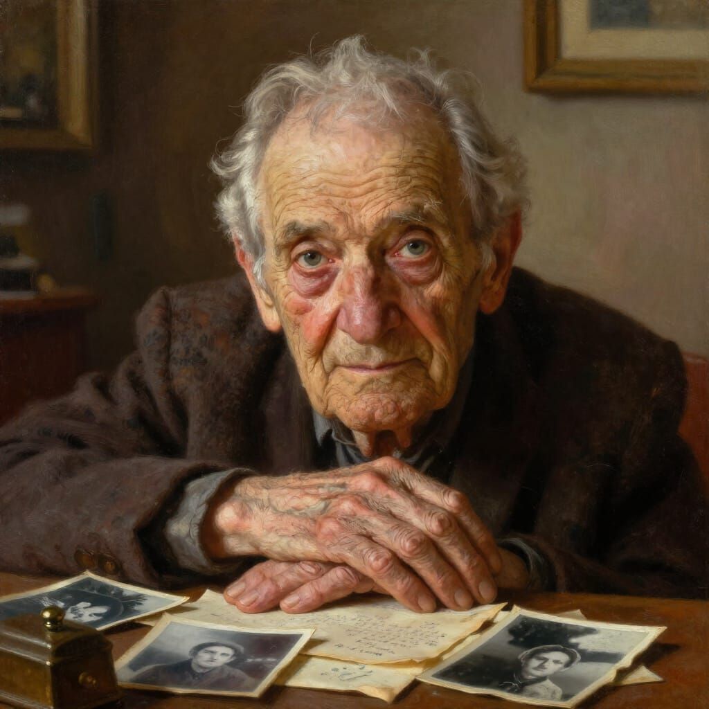 Timeless Portrait of an Elderly Person in Oil Painting Style