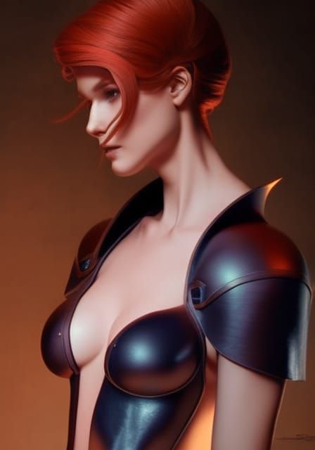 Petite Girl with Red Hair: Dark Science Fantasy Portrait