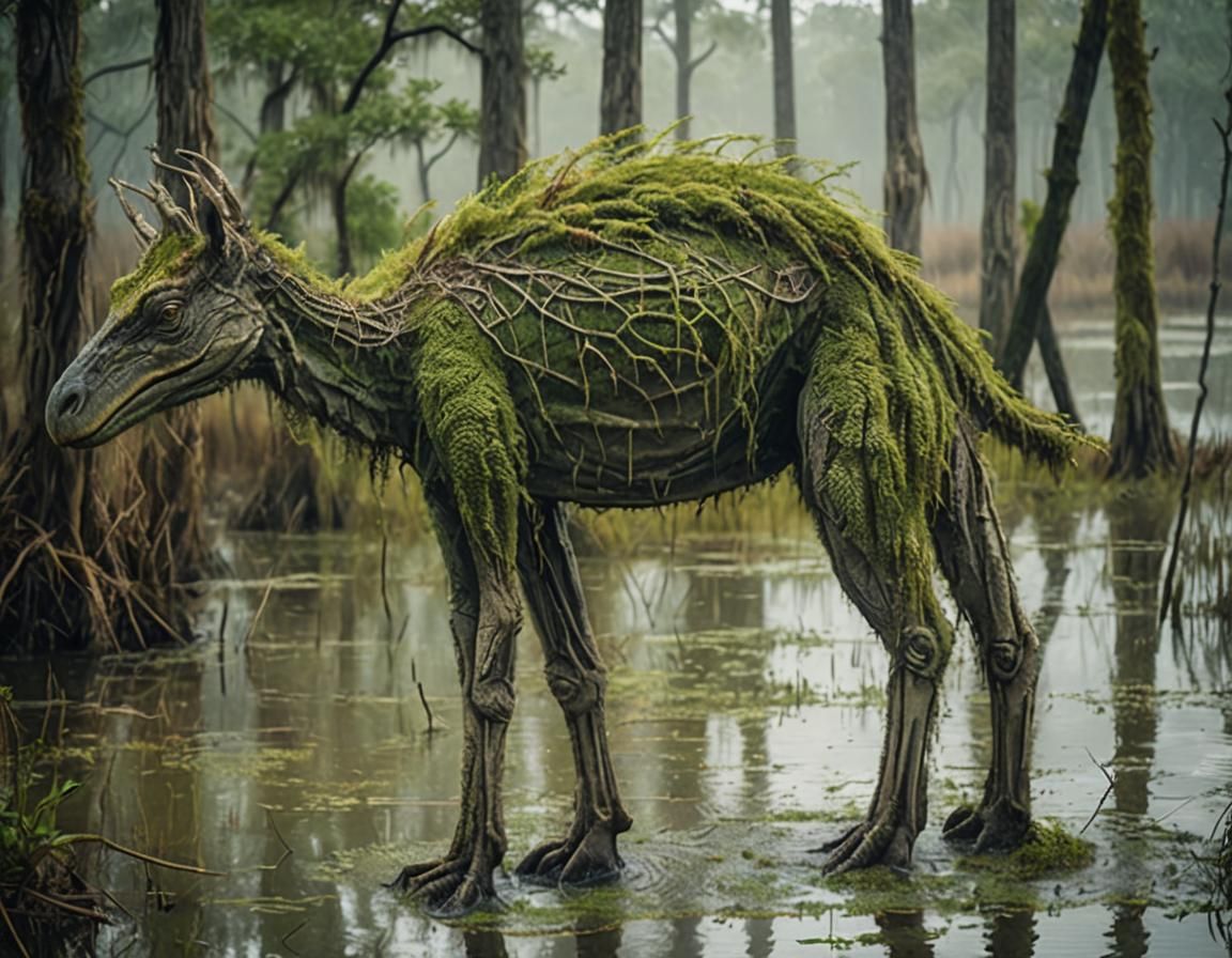 Eerie Swamp Creature in Overcast Light