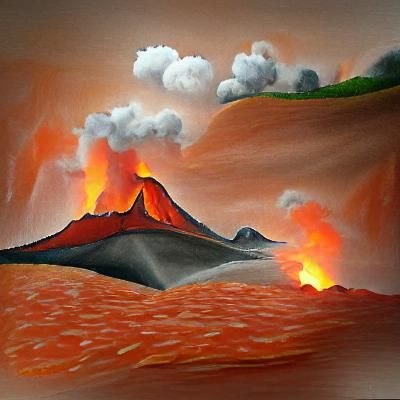 Minimalist Volcano Eruption Landscape