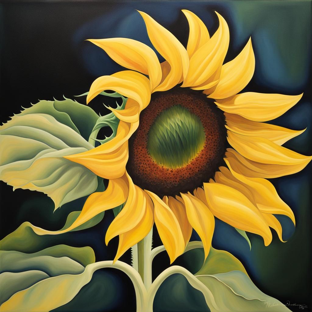 Sunflower in Georgia O'Keeffe Style
