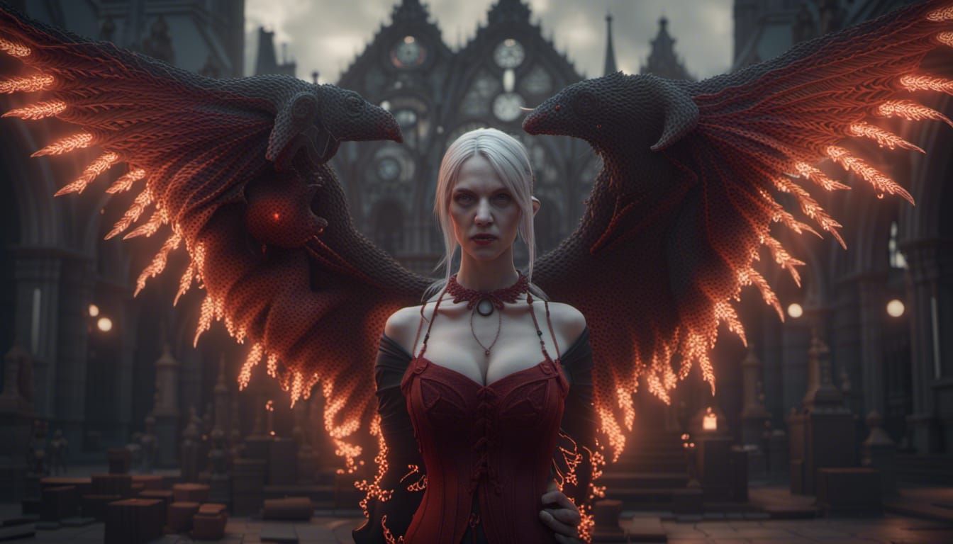 Hyperrealistic 3D Rendering of Lilith in Gothic Style