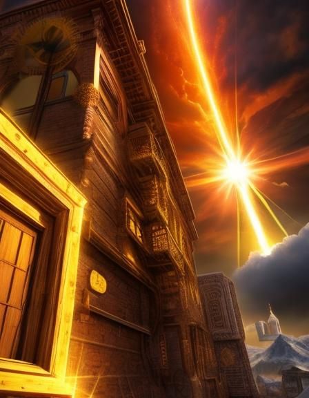 Cosmic Doorway: An Open Path in Surreal Landscape