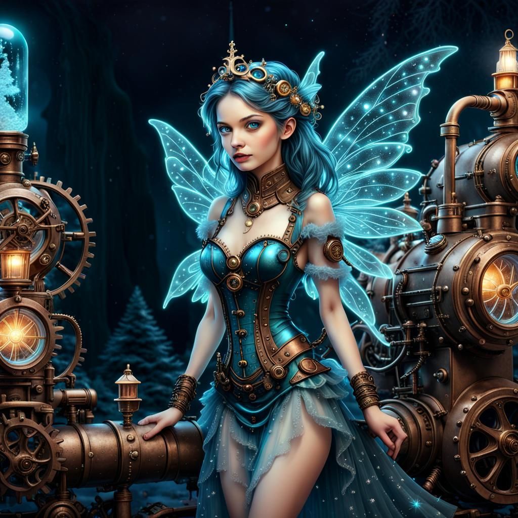 Bioluminescent Fairy-Tale Christmas with Steampunk Engine