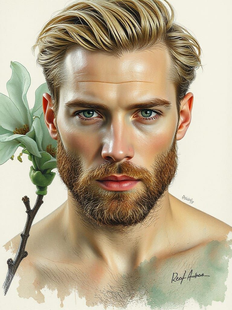 Evocative Portrait of Androgynous Youth in Ink Pastels