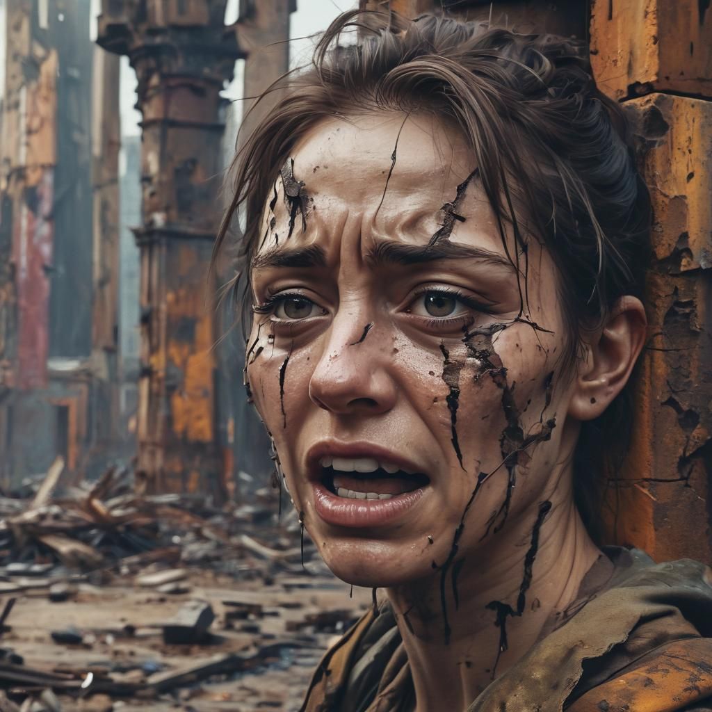 Desolate Cityscape: A Vivid Oil Painting