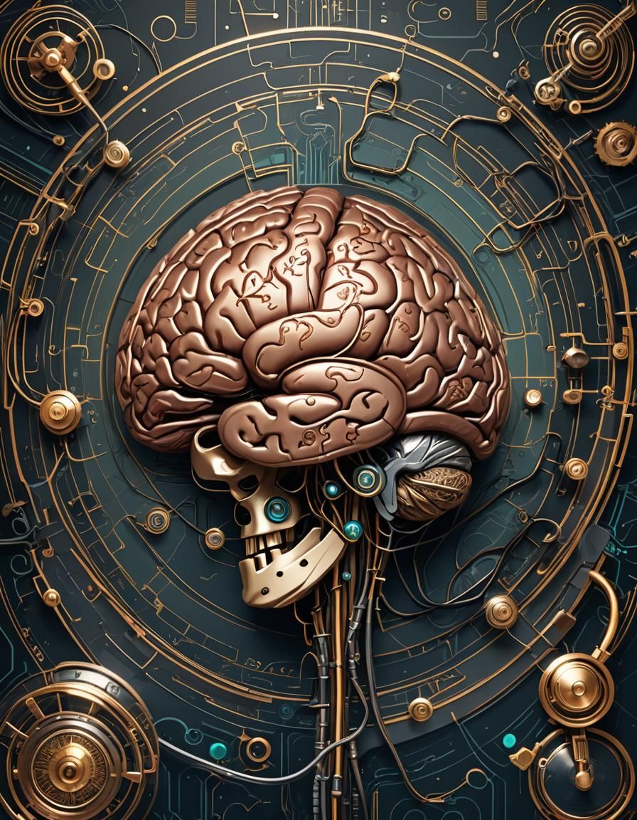 Stylized Digital Brain Artbook Cover in 8k