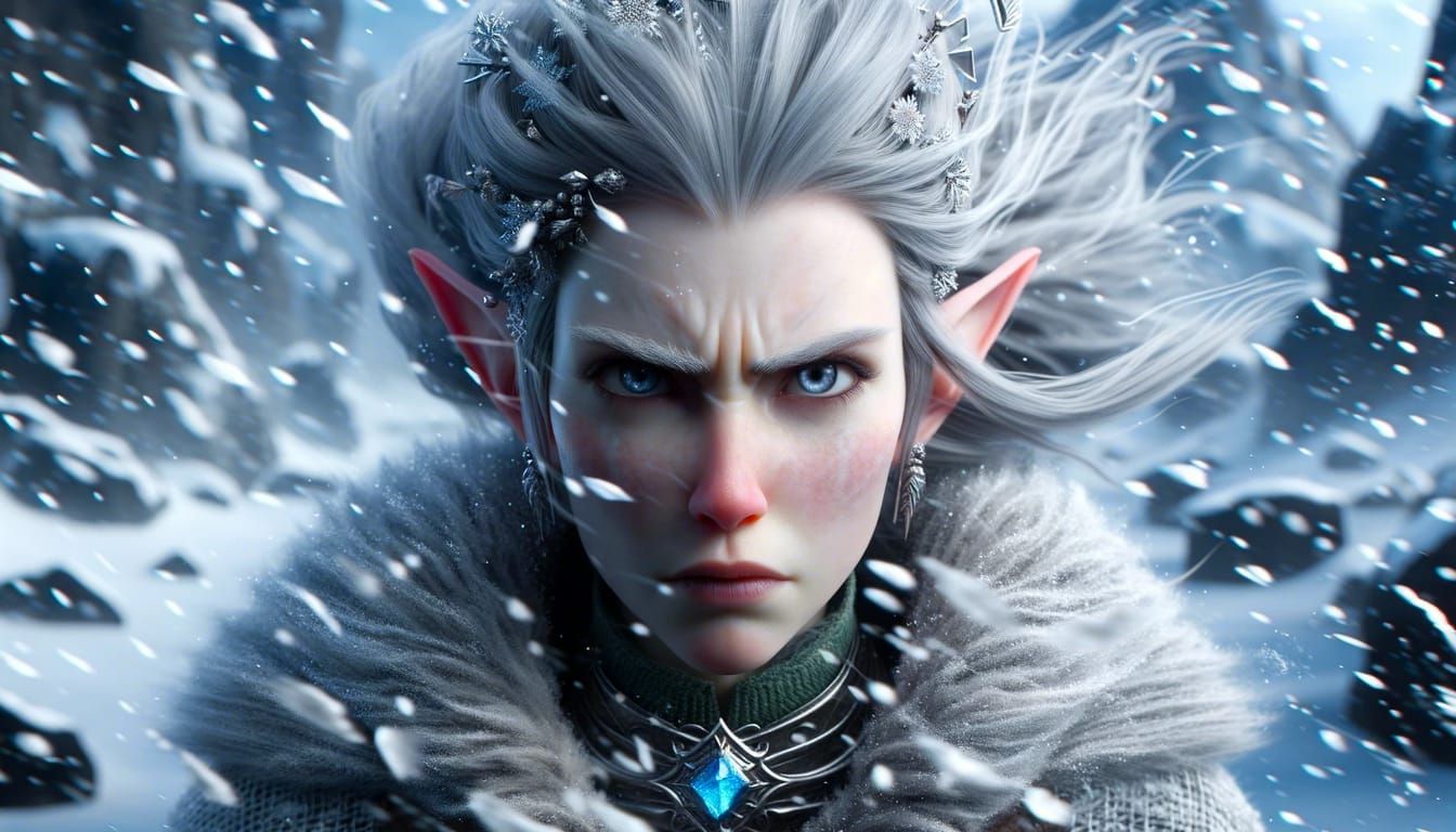 Enchanting Winter Elf in Digital Art