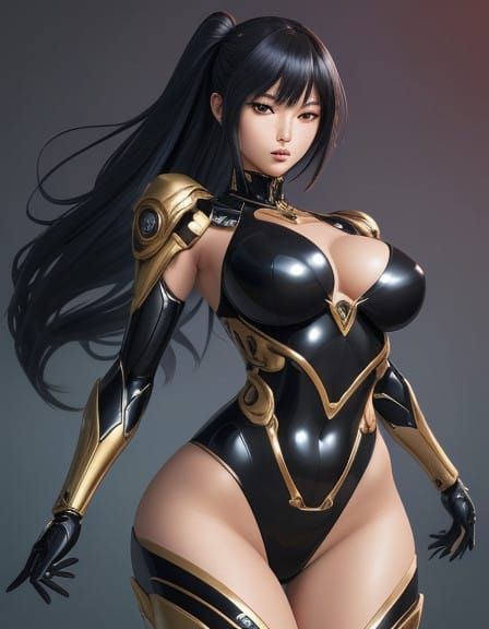 Mature, curvy and lithe-bodied. Lascivious. Created with DALL-E 3, Shim Jae-woo end Range Murata is a blend of digital i...