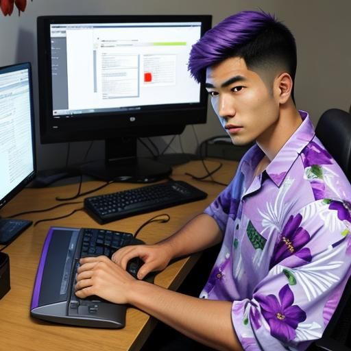 Poppy Flower with Gamer in Hawaiian Shirt