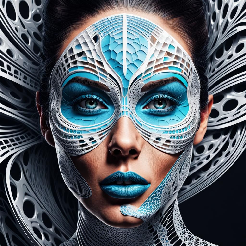 Futuristic Portrait with Zentangle and Neon Colors