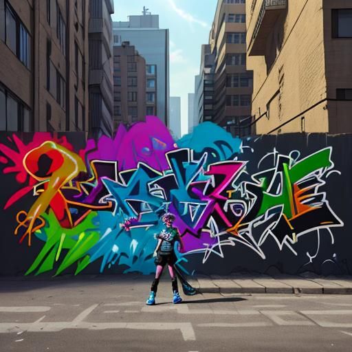 Vibrant Street Art Graffiti Featuring Friends