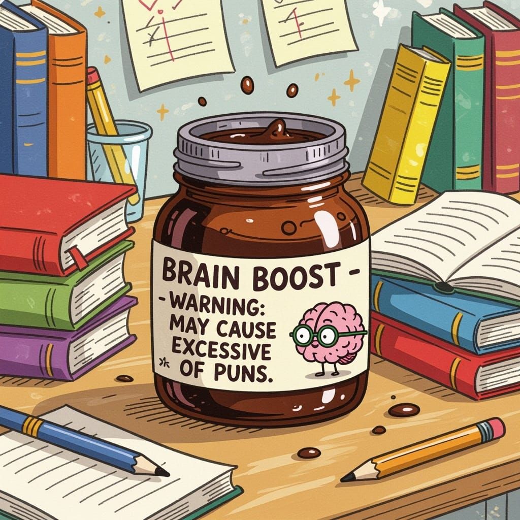 Quirky Cartoon Illustration of Brain Boost Potion