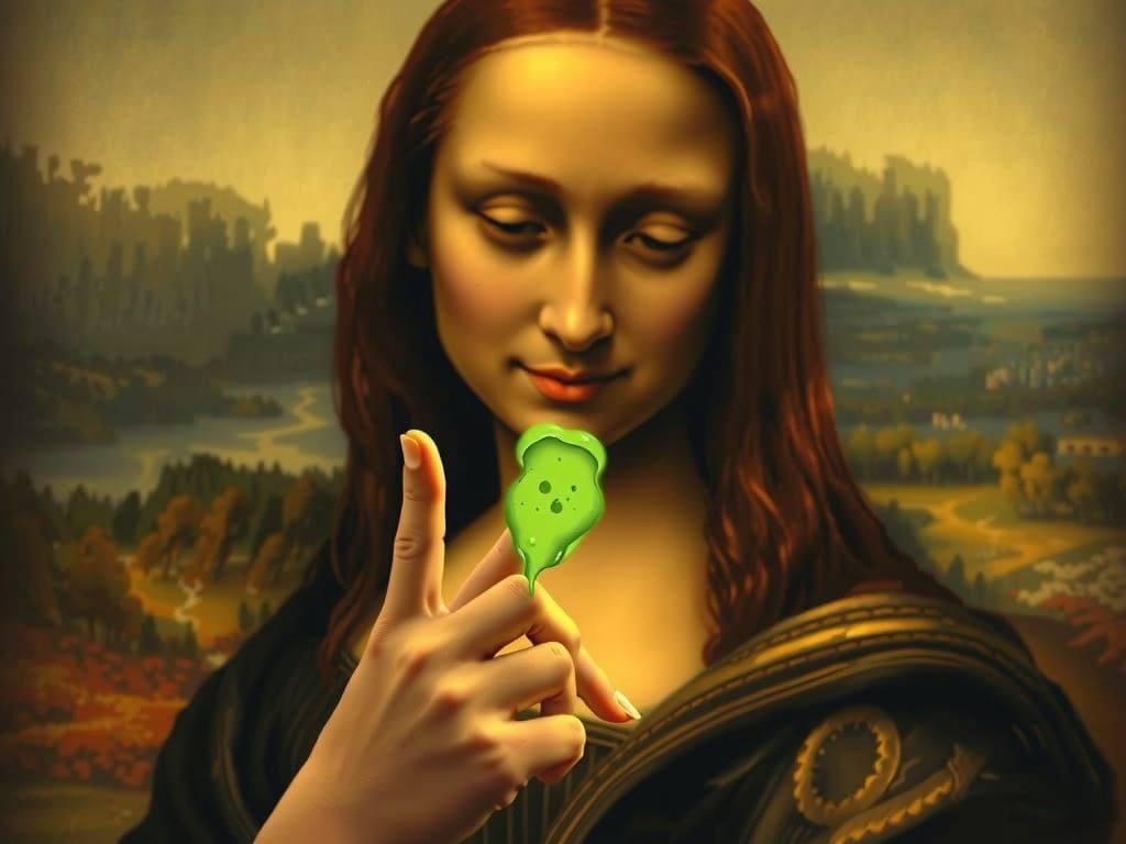 Mona Lisa with Glowing Green Goo in Old Master Style