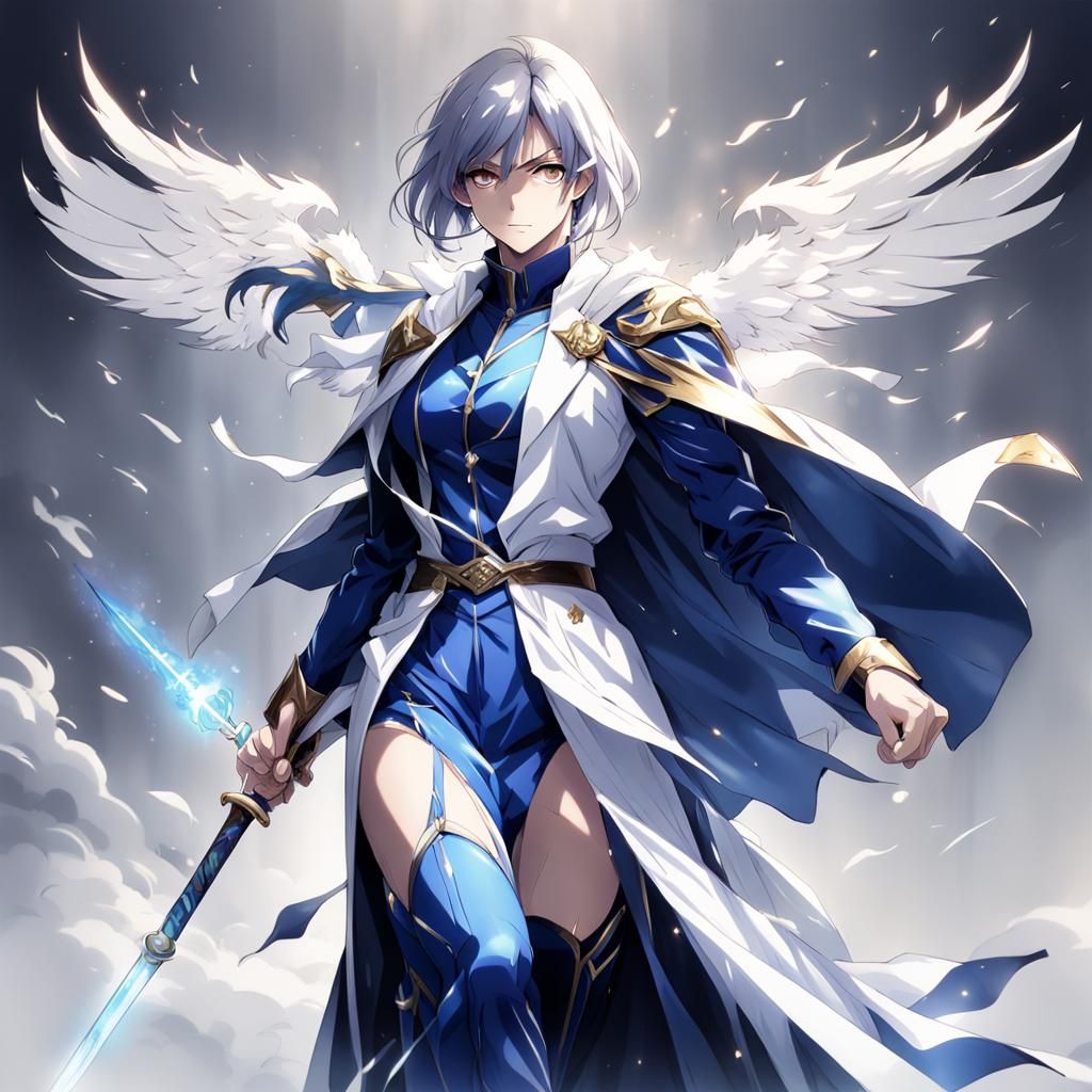 Anime-Style Image of Woman with Angelic Sword
