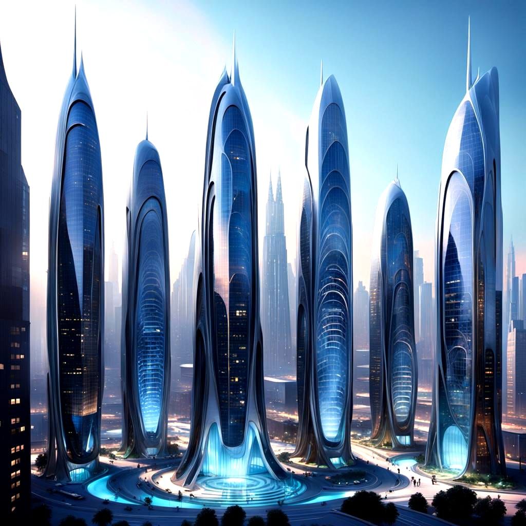 Futuristic Kinetic Architecture Cityscape