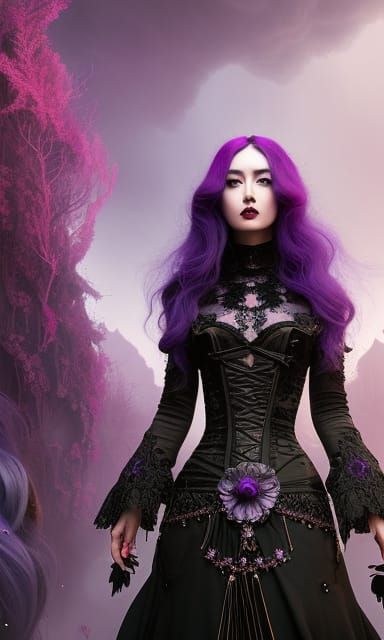 Gorgeous Gothic Woman in Victorian Dress Portrait