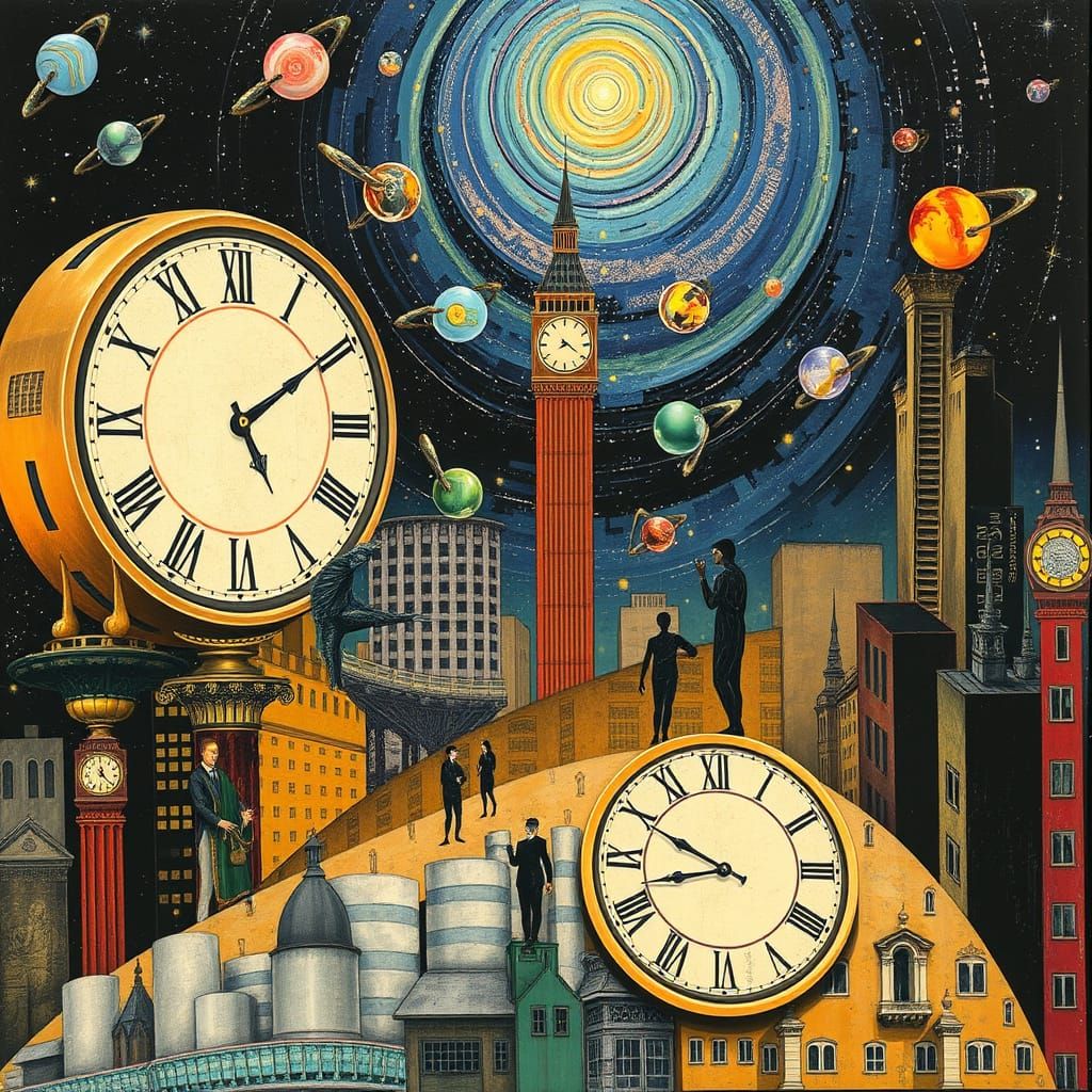 Ethereal Surreal Cityscape with Spiraling Galaxy and Marble ...