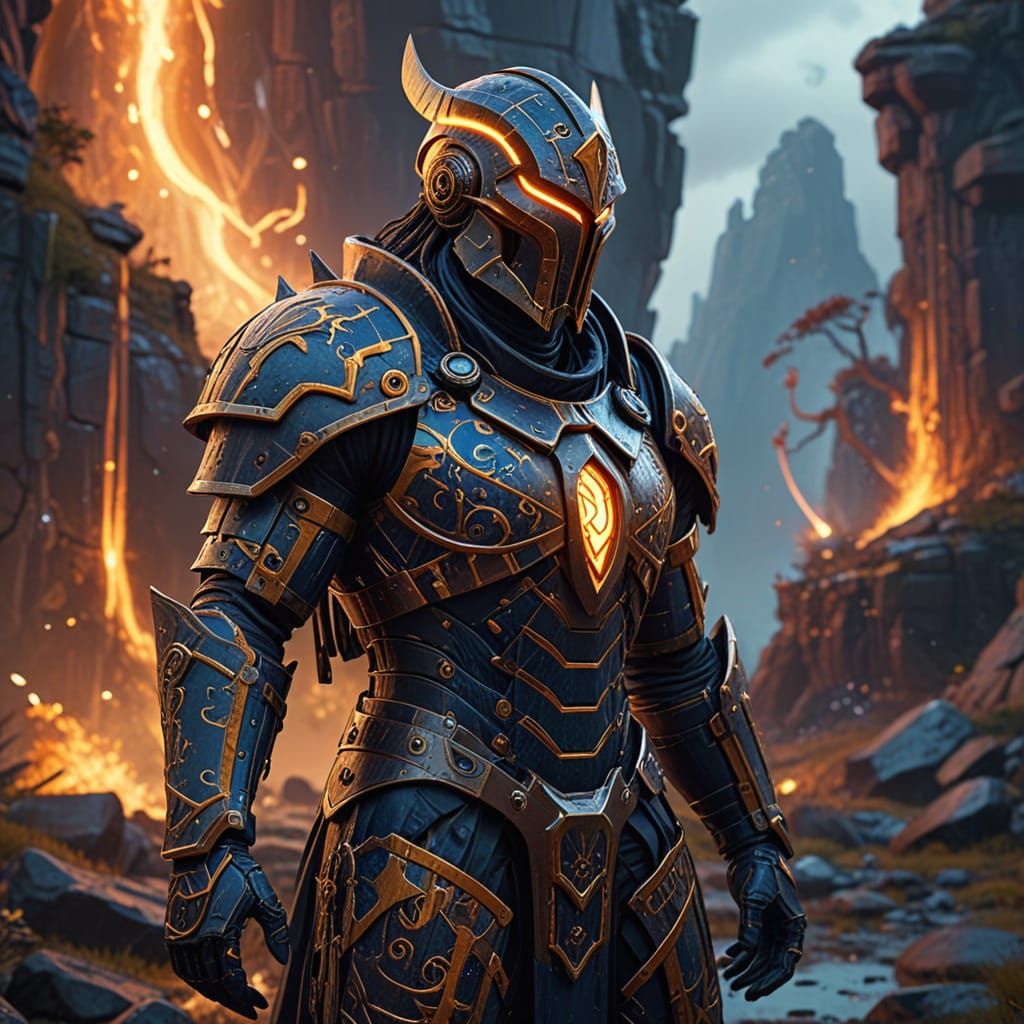 Ethereal Fantasy Helmet with Wider Visor and Mystic Symbols