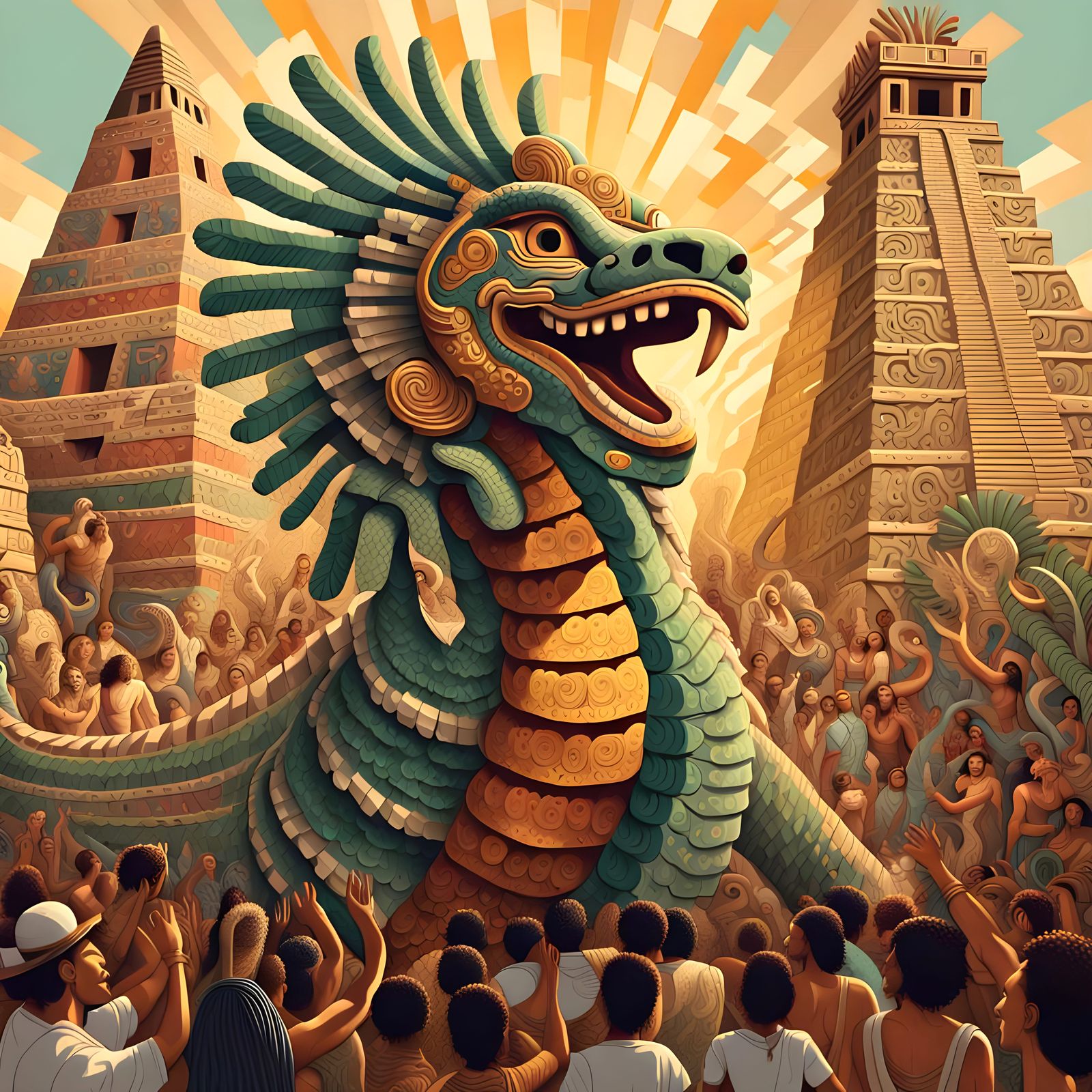 Aztec Serpent God Quetzalcoatl Appears