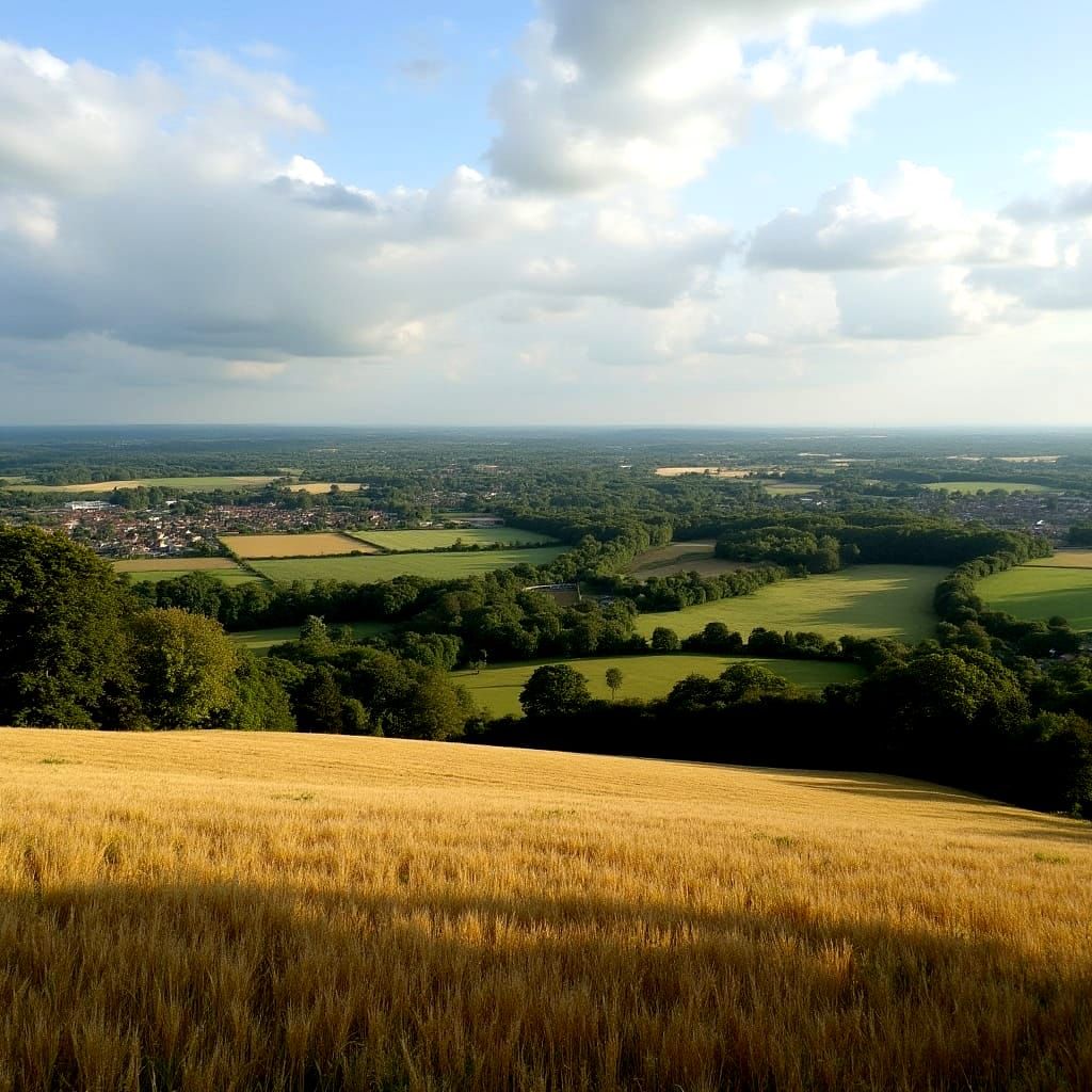Aerial View of Cotswolds Countryside, England