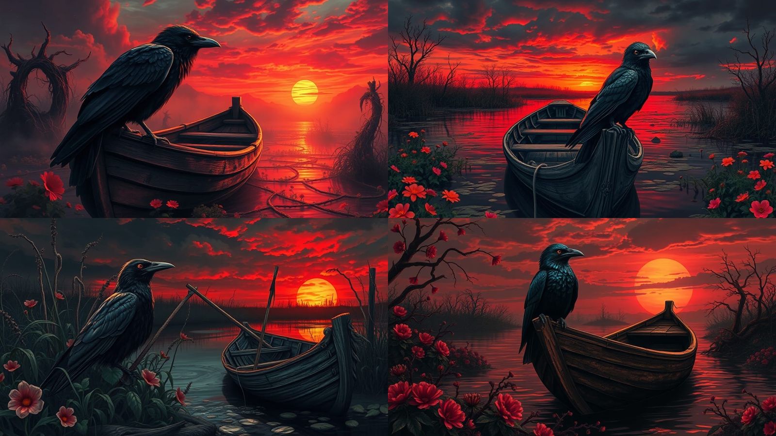 Raven at Sunset: Color Print Art Masterpiece