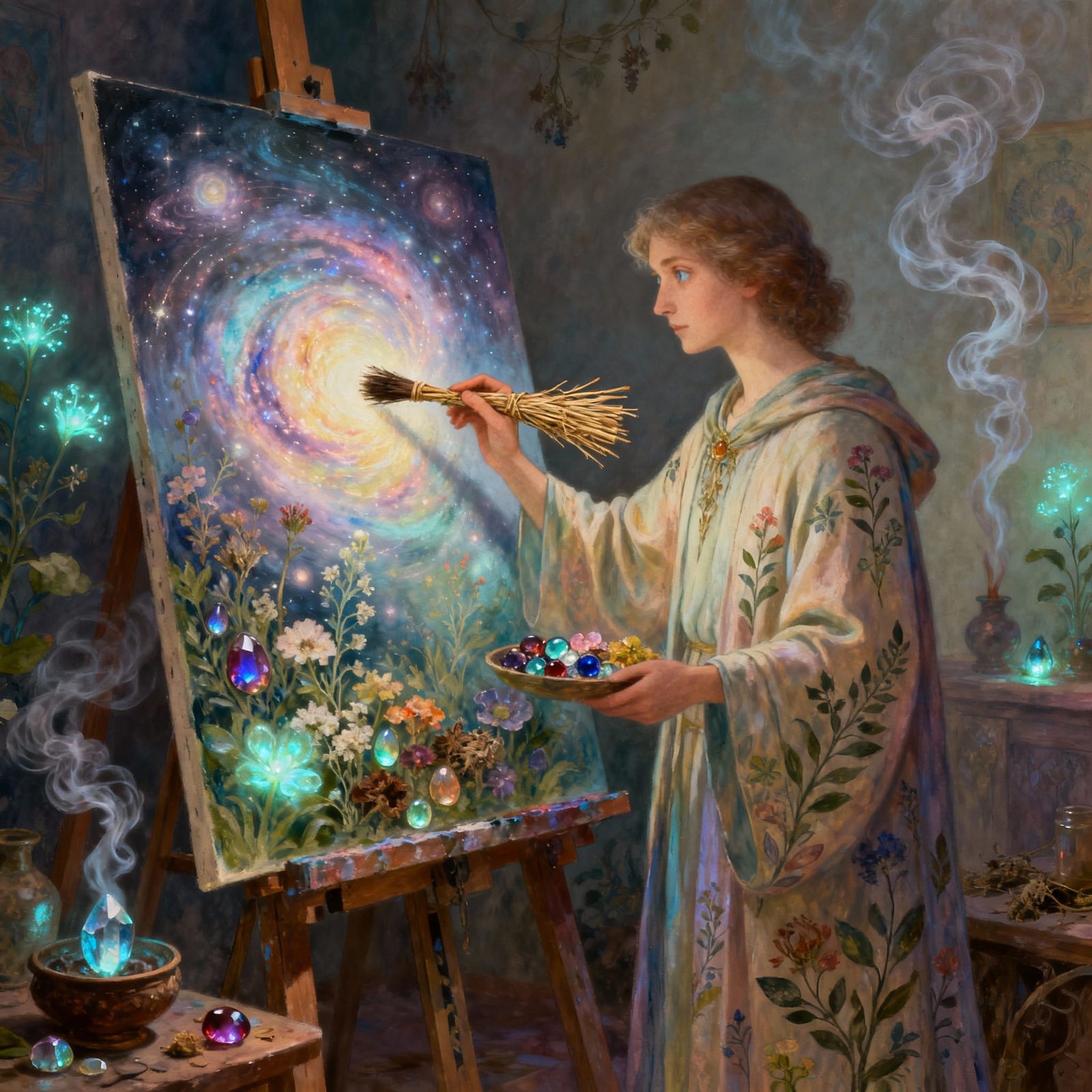 Mystical Alchemist Artist Creates Luminous Healing Painting