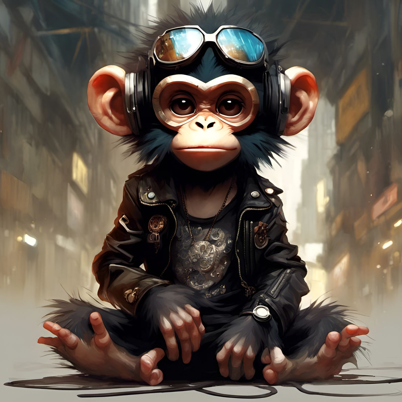 Adorable Punk Monkey with Fluffy Fur in 3D
