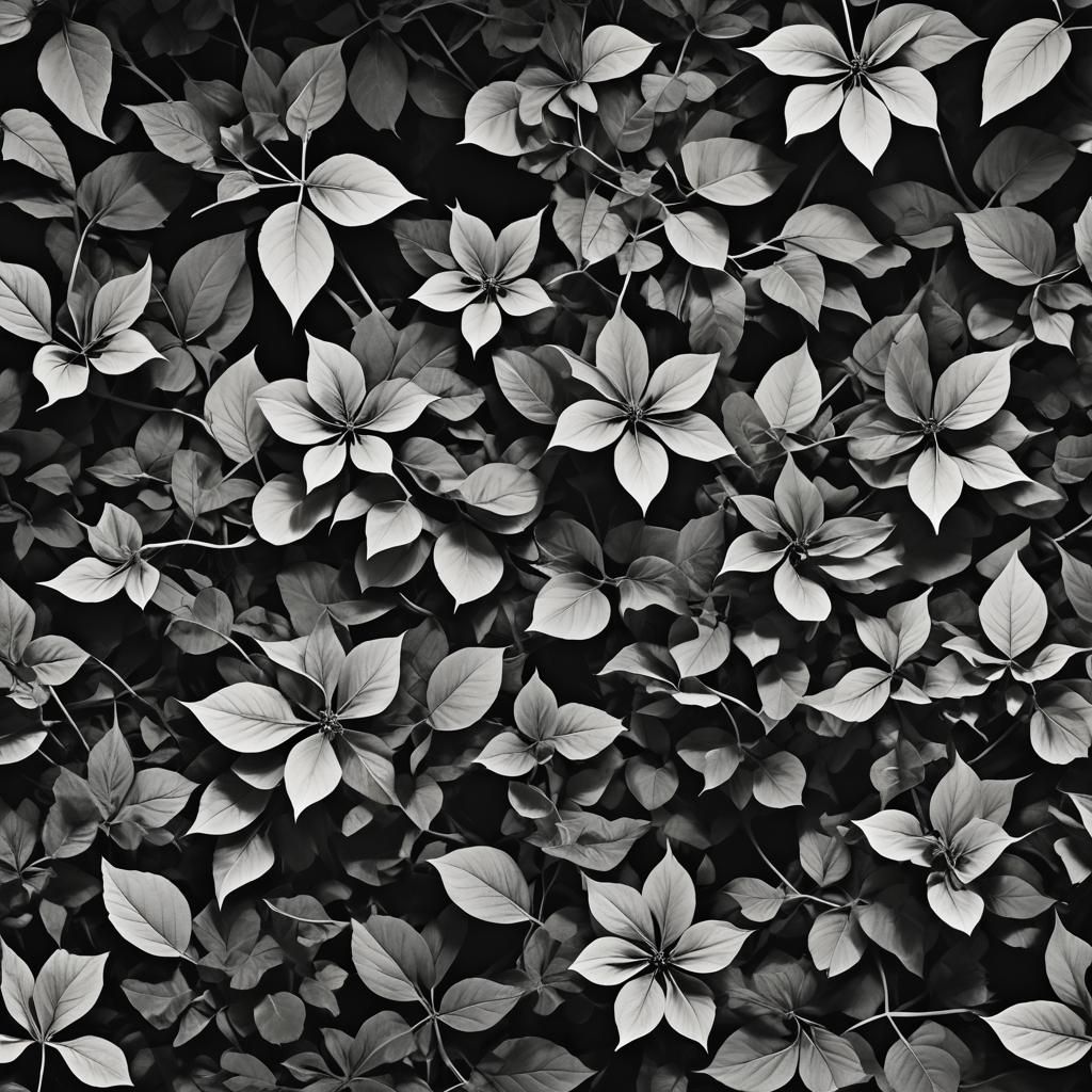 Rayograph of Overlapping Flowers in High Contrast