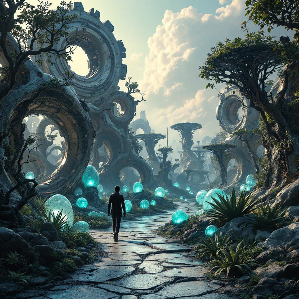 Alien World: Surreal Organic-Mechanical Park