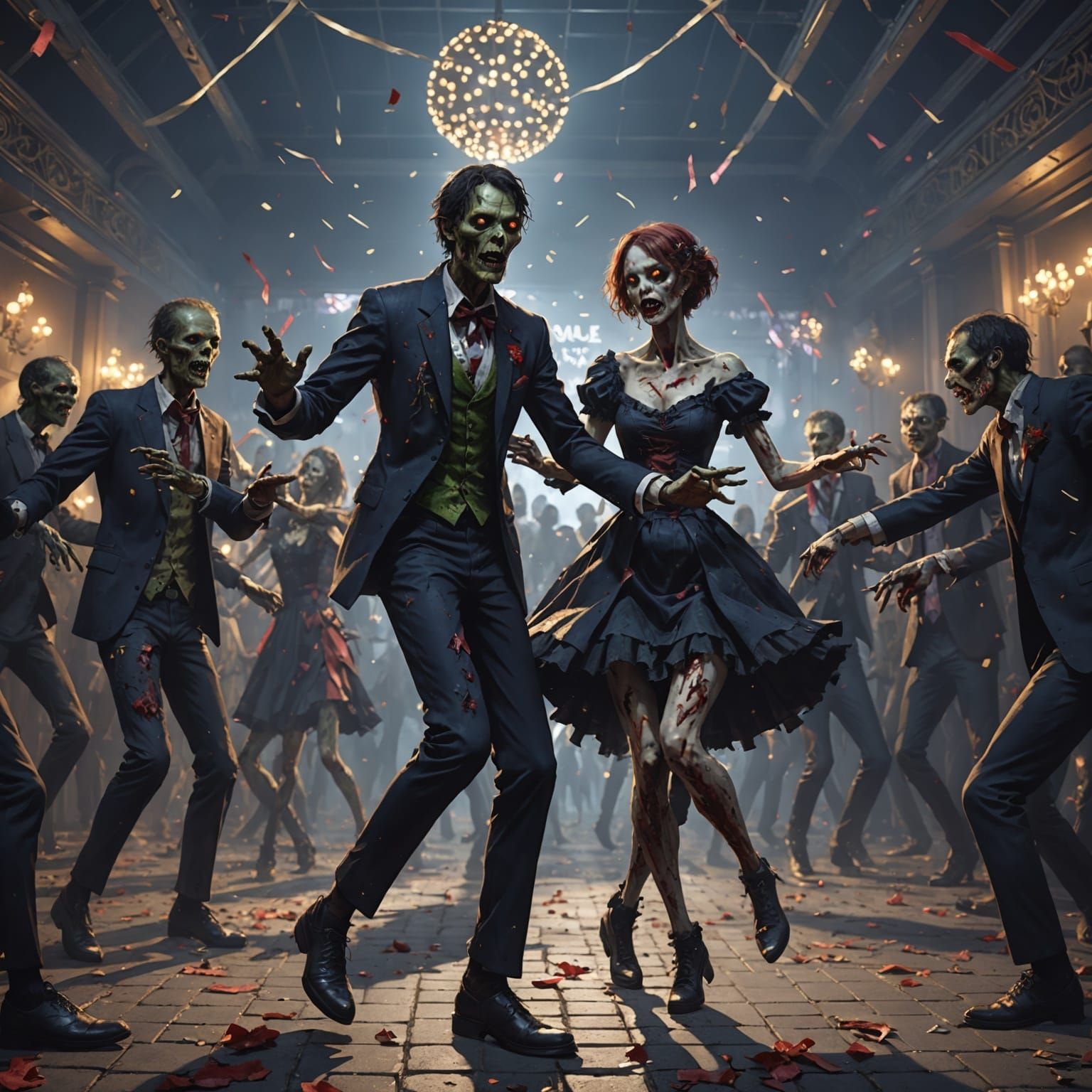 Zombies Celebrate New Year's Eve in Detailed 3D Anime Style