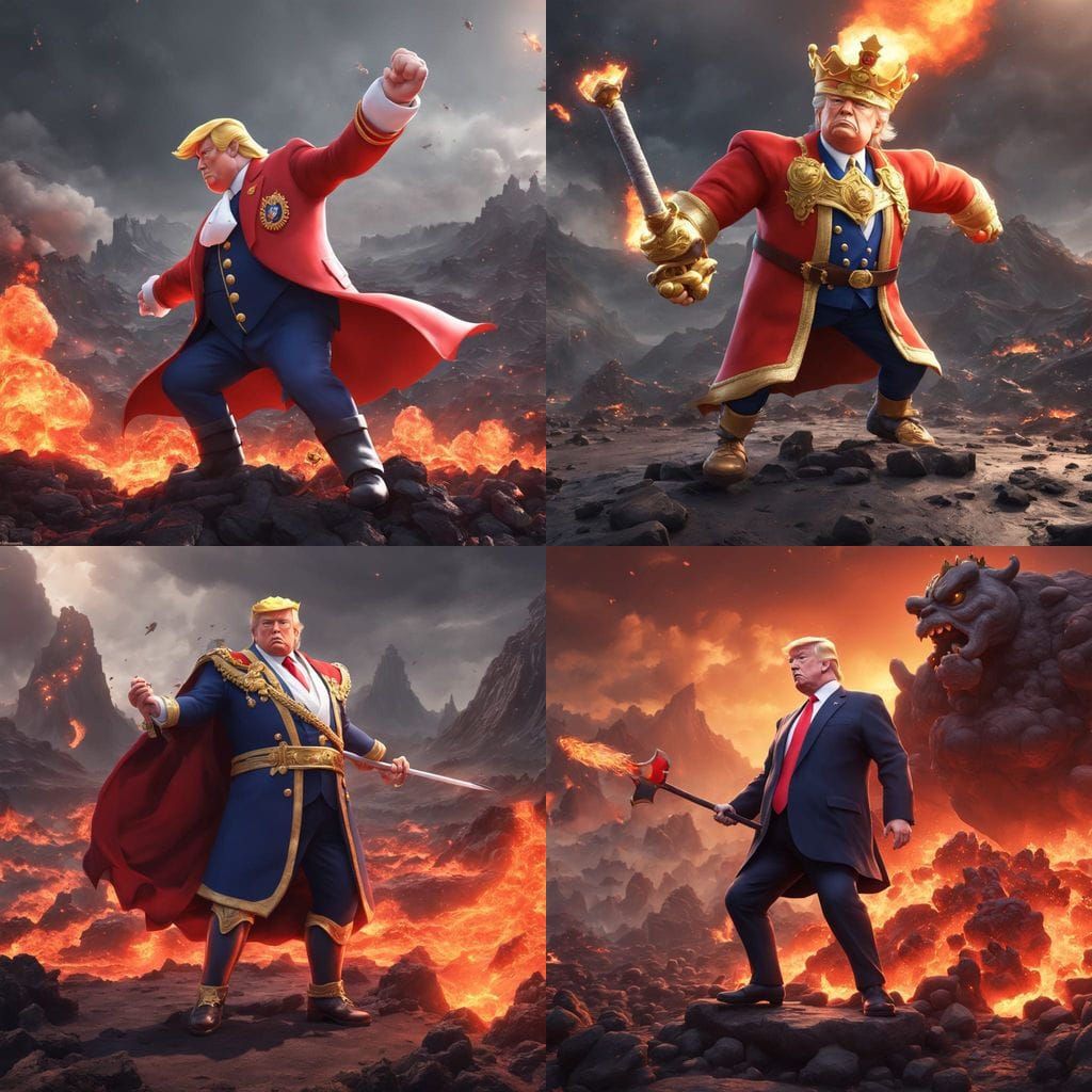 Epic Fantasy President Trump Battles Mario in Lava Realm