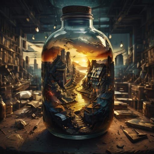 Sunset in a Bottle: Hyperdetailed Fantasy Art