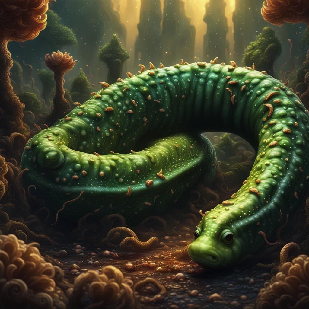 A huge predatory worm that looks like a cucumber. Fantastic ...