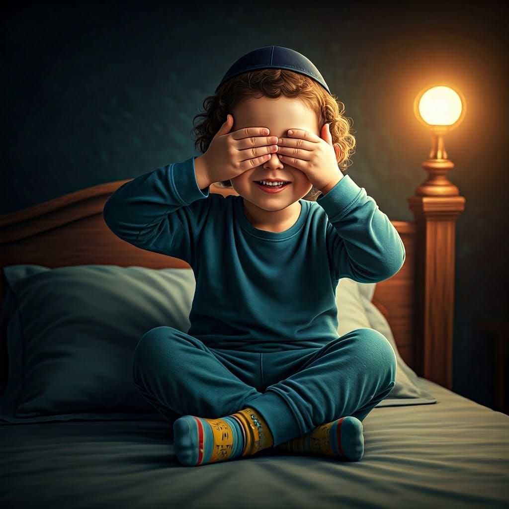 Hasidic Boy in Whimsical, Dreamlike World