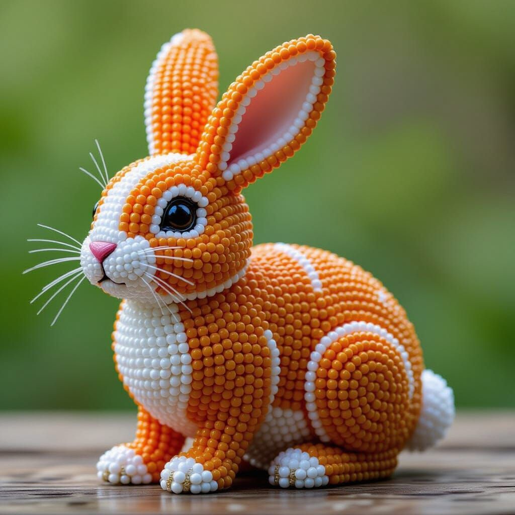 Beaded Rabbit Sculpture: Colorful and Playful Design