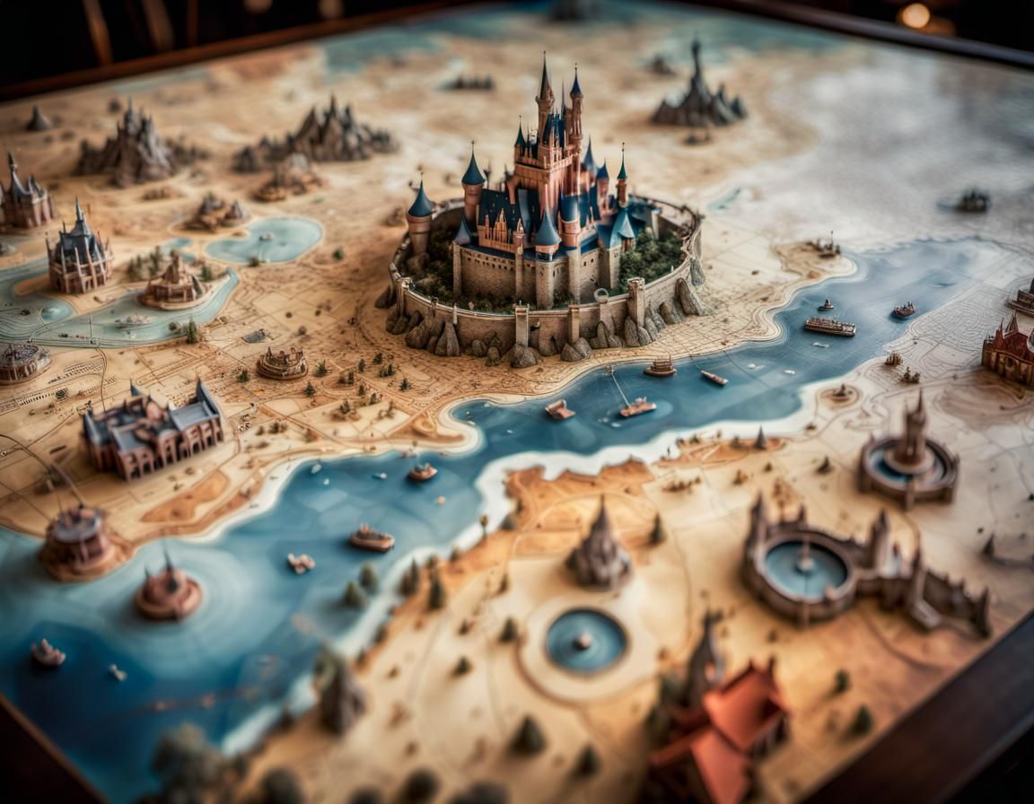 Detailed Topographical Map of Theme Parks