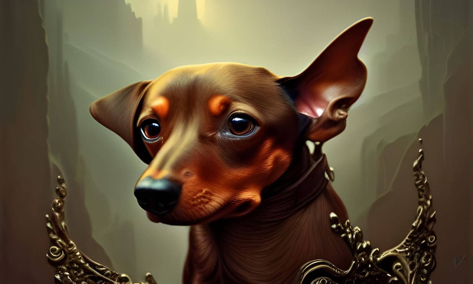 Elegant Dachshund in Hyperdetailed Digital Art Style