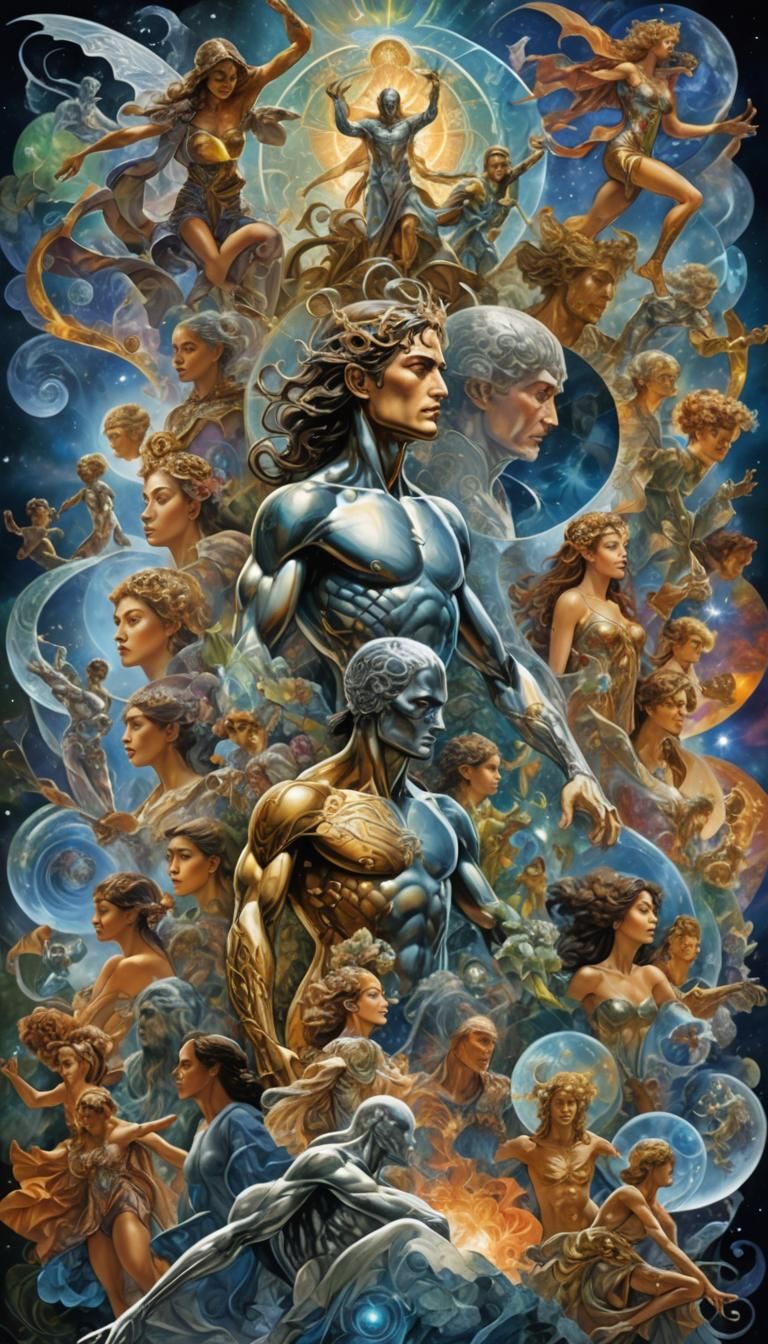 Double Exposure Collage Chaotic Josephine Wall WLOP Alphonso...